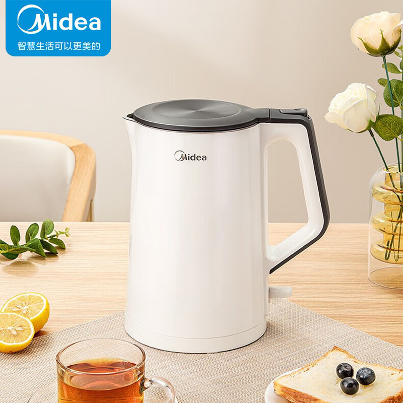 美的电热水壶SH15Colour102家用烧水壶自动断电不锈钢电热保温